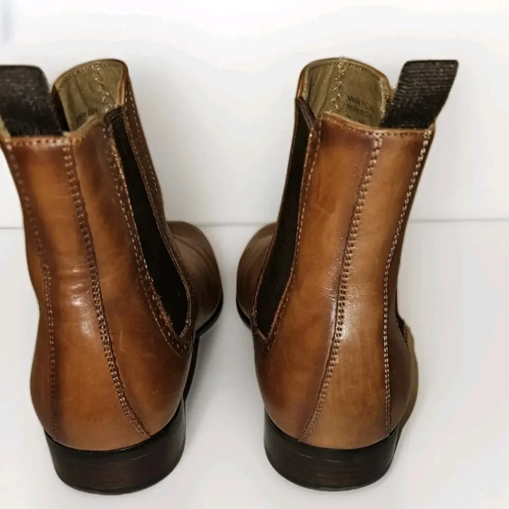 Aldo Leather Dress Chelsea Boots Cognac Size 13 EUC